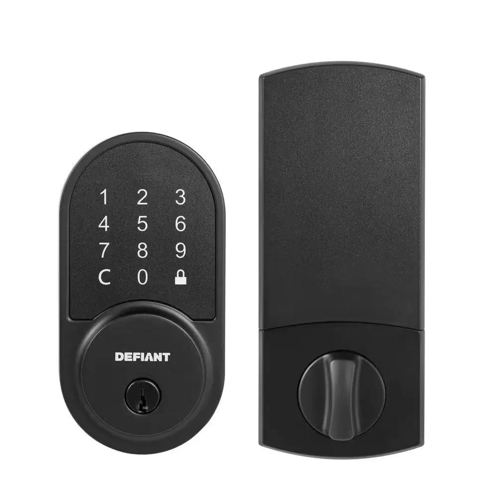 Round Matte Black Smart Wi-Fi Deadbolt Powered by Hubspace