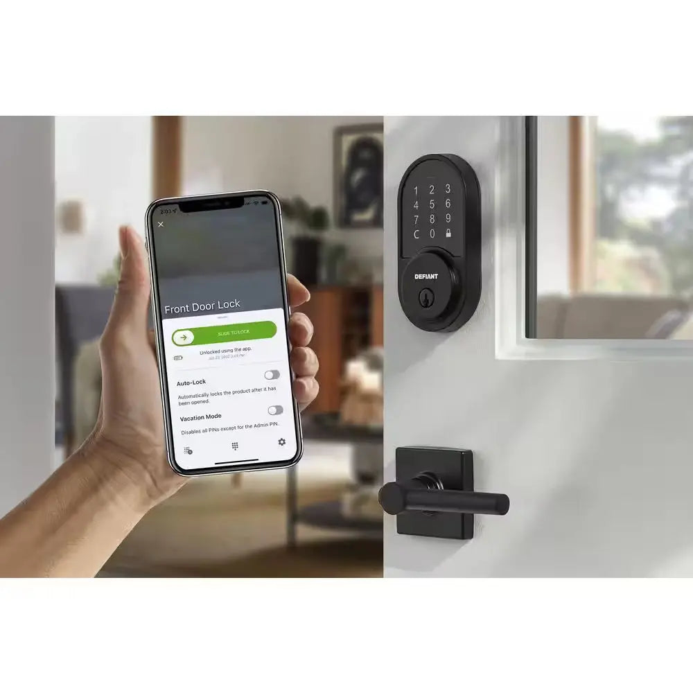 Round Matte Black Smart Wi-Fi Deadbolt Powered by Hubspace