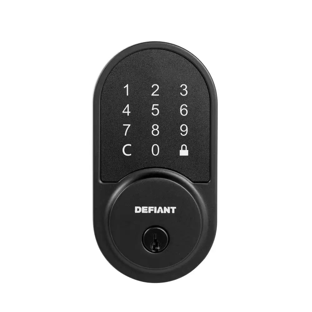 Round Matte Black Smart Wi-Fi Deadbolt Powered by Hubspace