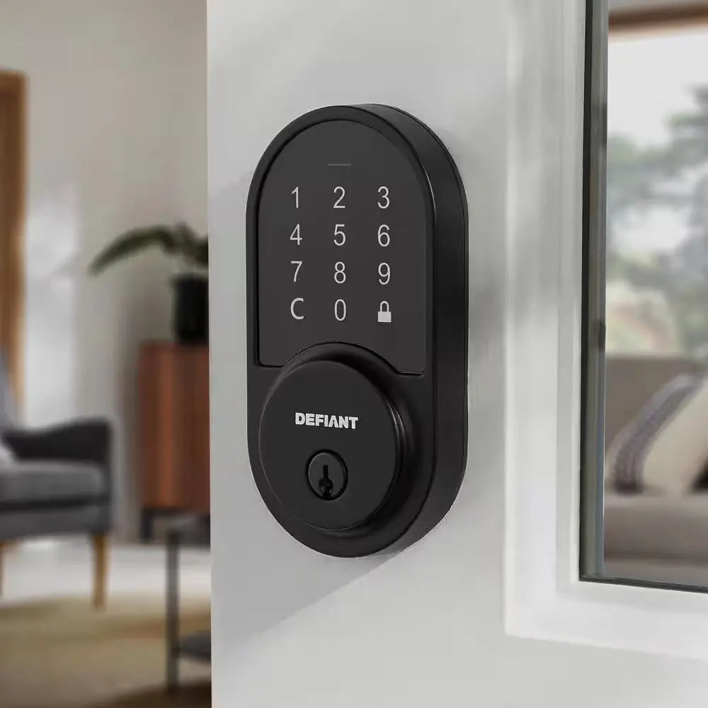 Round Matte Black Smart Wi-Fi Deadbolt Powered by Hubspace