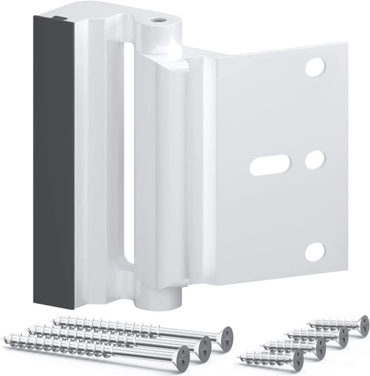 Door Security Lock, Upgrade Home Security Door Lock & Reinforcement Lock with 3 Inch Stop and 7 Screws, Door Lock Child Proof Security Door Stopper for Inward Swinging Door(Bright White)
