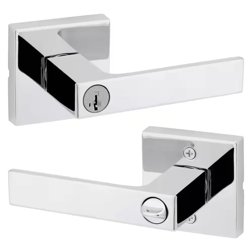 Singapore Square Polished Chrome Keyed Entry Door Handle Featuring Smartkey Security