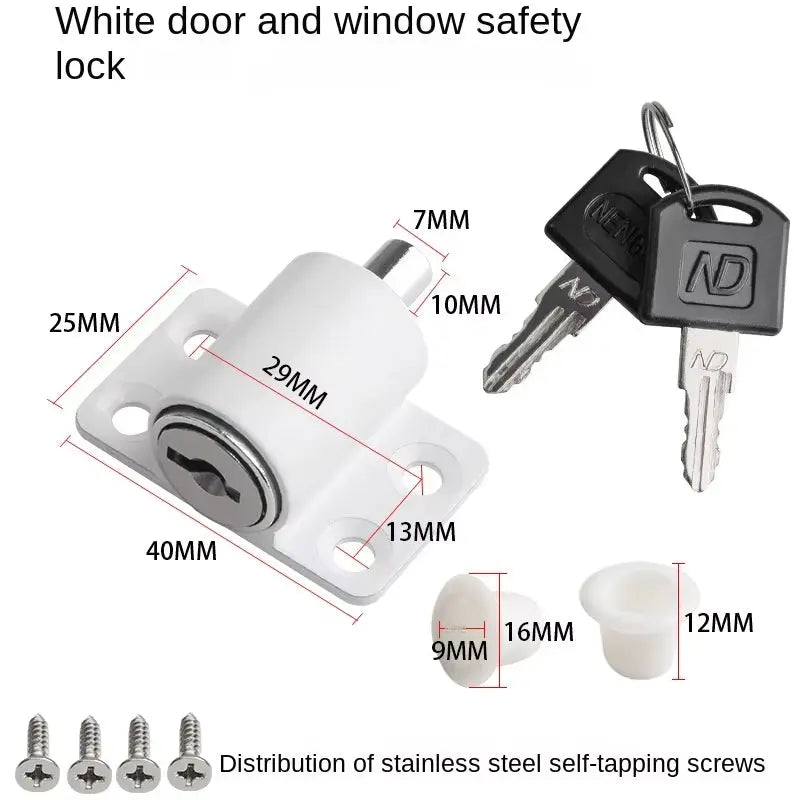 Sliding Window Patio Screw Door Lock Key Push Baby Child Safety Protection Antitheft Door Window Security Lock Catches Set