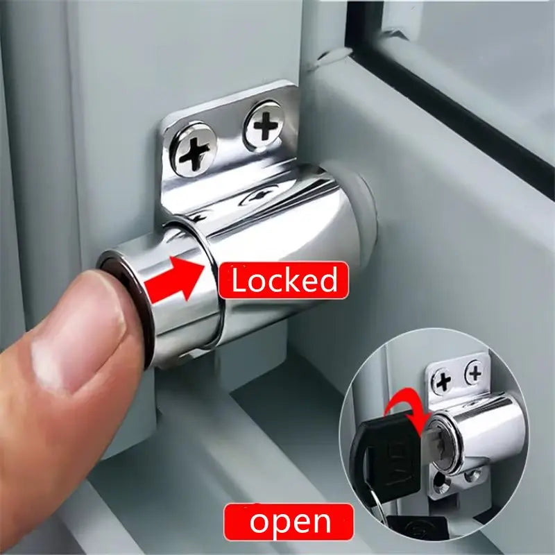 Sliding Window Patio Screw Door Lock Key Push Baby Child Safety Protection Antitheft Door Window Security Lock Catches Set