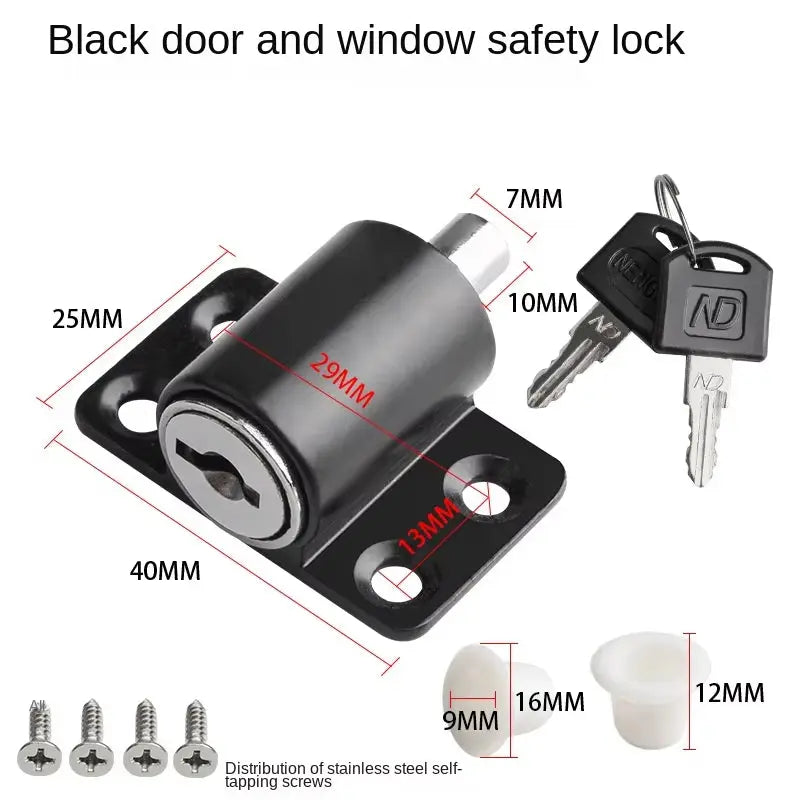 Sliding Window Patio Screw Door Lock Key Push Baby Child Safety Protection Antitheft Door Window Security Lock Catches Set