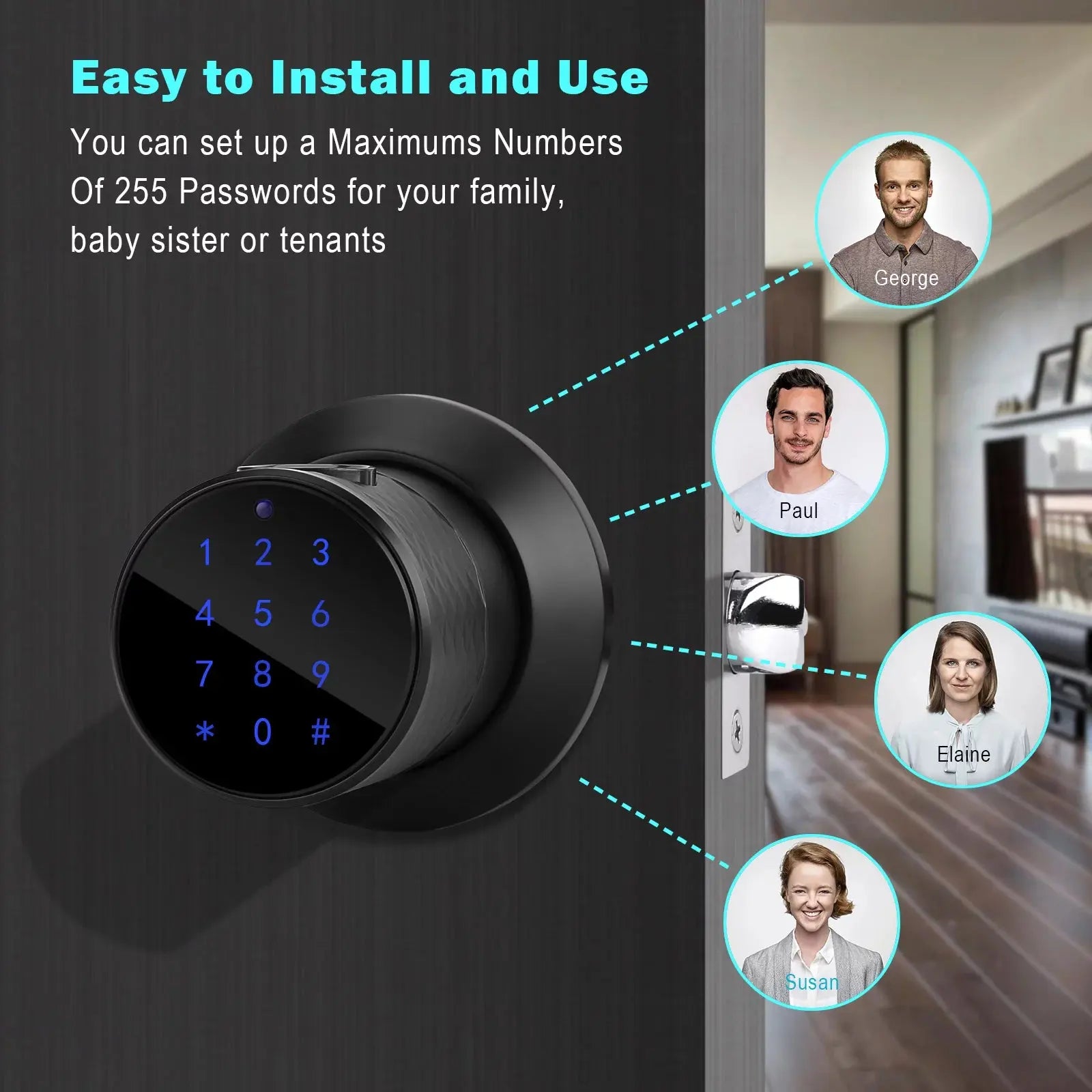 Smart Lock, Metal, Waterproof, Keyless Fingerprint Lock