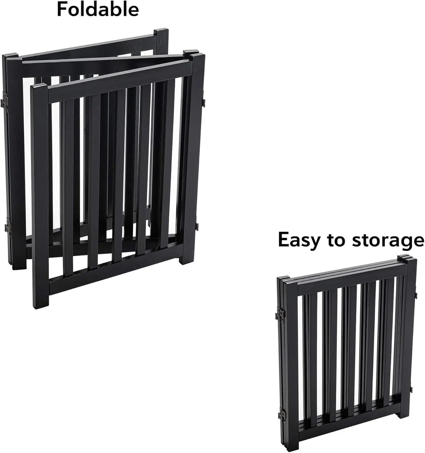 Solid Hardwood Freestanding Pet Gate,Wooden Dog Gates for Doorways,Nature Wood Dog Gates for the House,Dog Gate for Stairs,Freestanding Indoor Gate Safety Fence,Black,24" Height-3 Panels