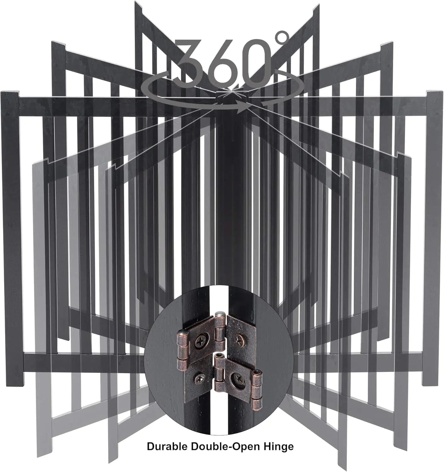 Solid Hardwood Freestanding Pet Gate,Wooden Dog Gates for Doorways,Nature Wood Dog Gates for the House,Dog Gate for Stairs,Freestanding Indoor Gate Safety Fence,Black,24" Height-3 Panels