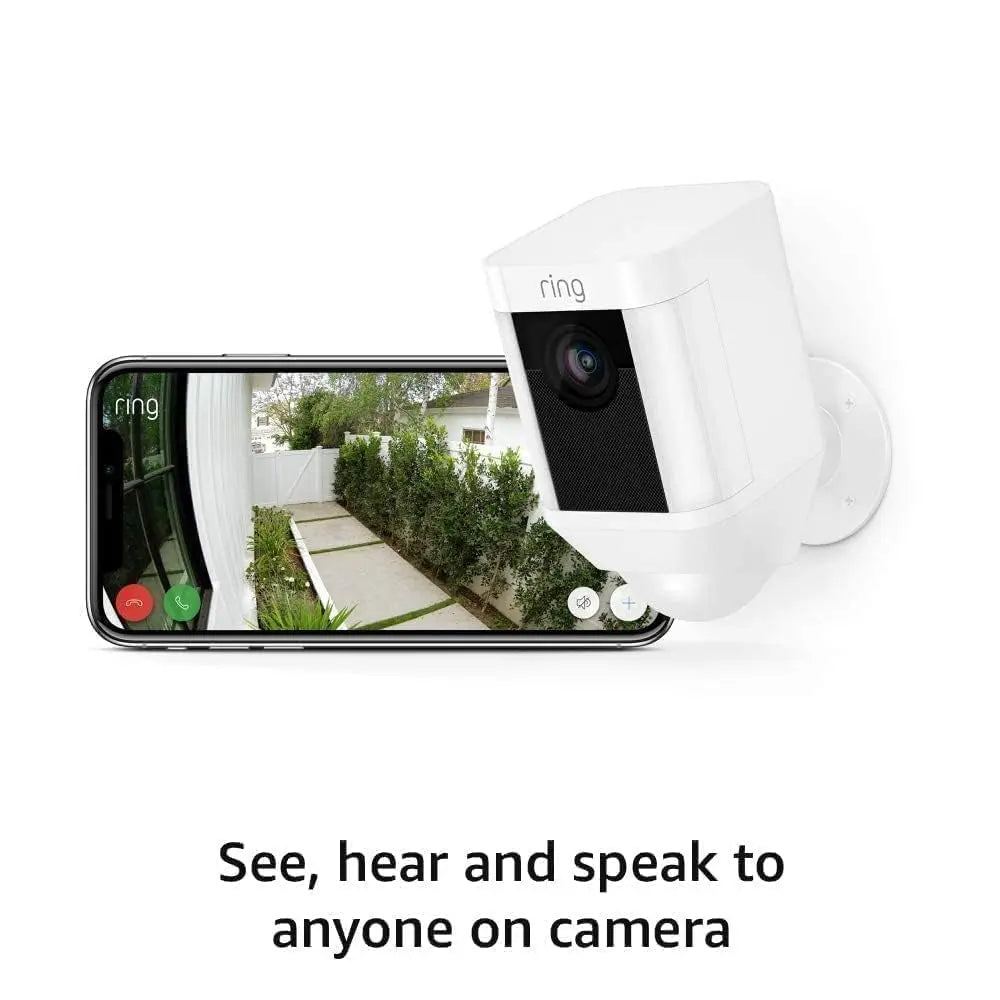 Spotlight Cam Battery HD Security Camera with Built Two-Way Talk and a Siren Alarm, Works with Alexa - White