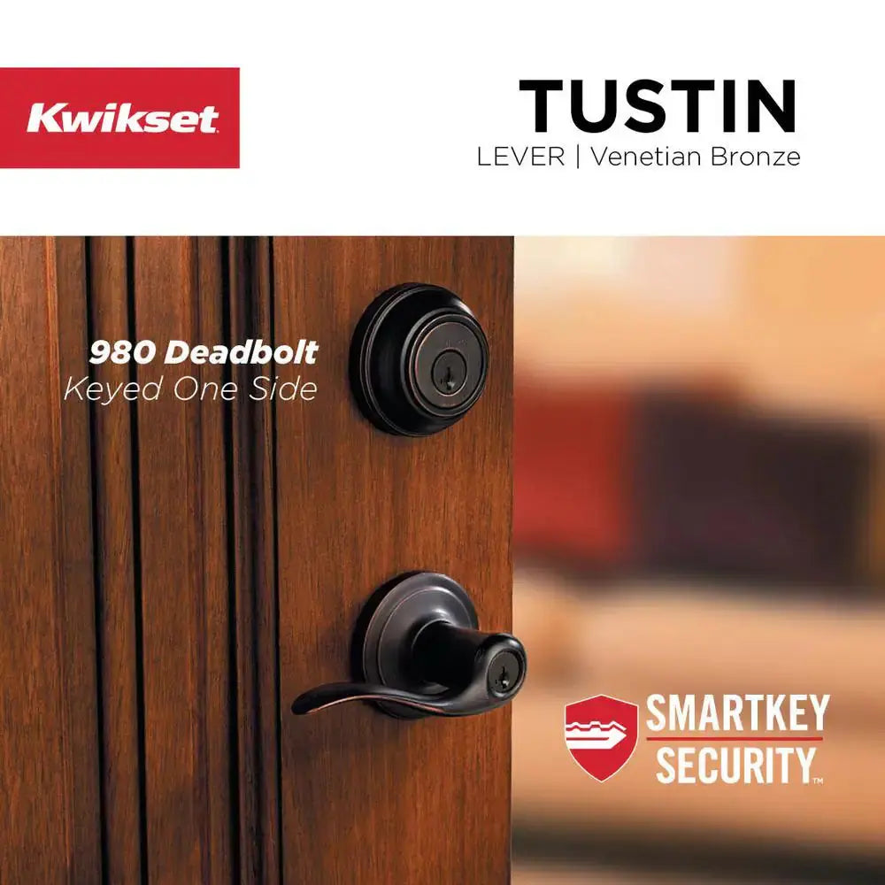 Tustin Venetian Bronze Entry Door Handle Featuring Smartkey Security with Microban Antimicrobial Technology