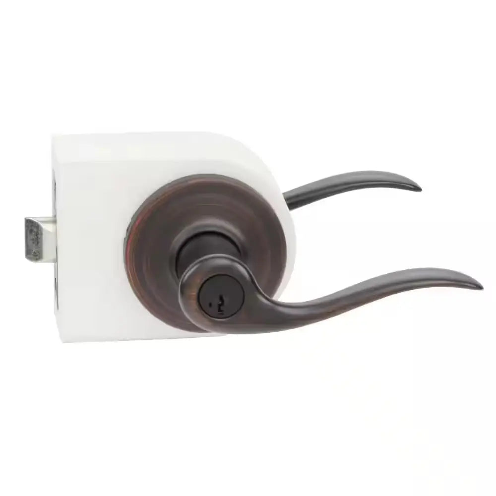 Tustin Venetian Bronze Entry Door Handle Featuring Smartkey Security with Microban Antimicrobial Technology