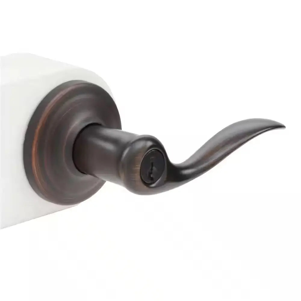 Tustin Venetian Bronze Entry Door Handle Featuring Smartkey Security with Microban Antimicrobial Technology