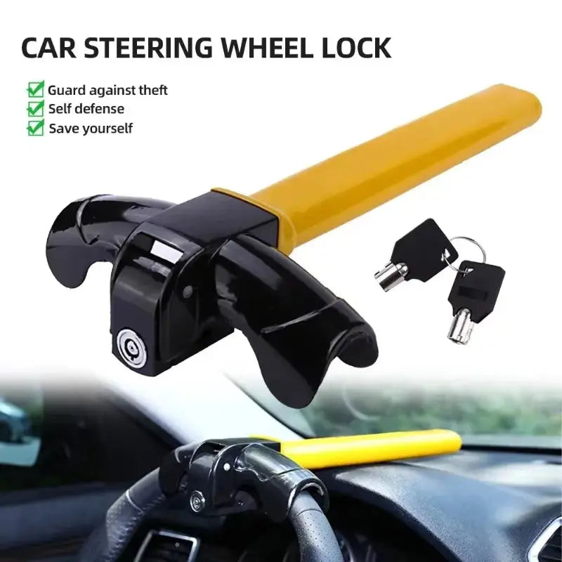 Universal Car Steering Wheel Lock with 2 Keys Car Security Rotating T-Shaped Steering Wheel Lock Steering Wheel Anti-Theft Lock