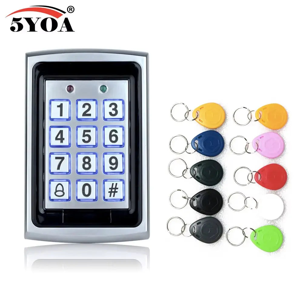 Waterproof Metal Rfid Access Control Keypad with 1000 Users 125Khz Card Reader Keypad Key Fobs Door Access Control System