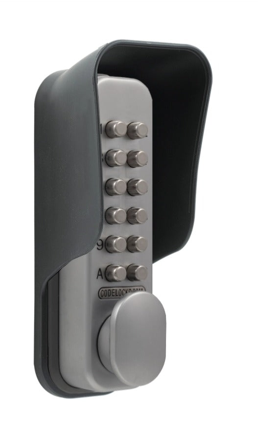 CodeLocks CL160 surface latch keypad lock with weather hood for gates