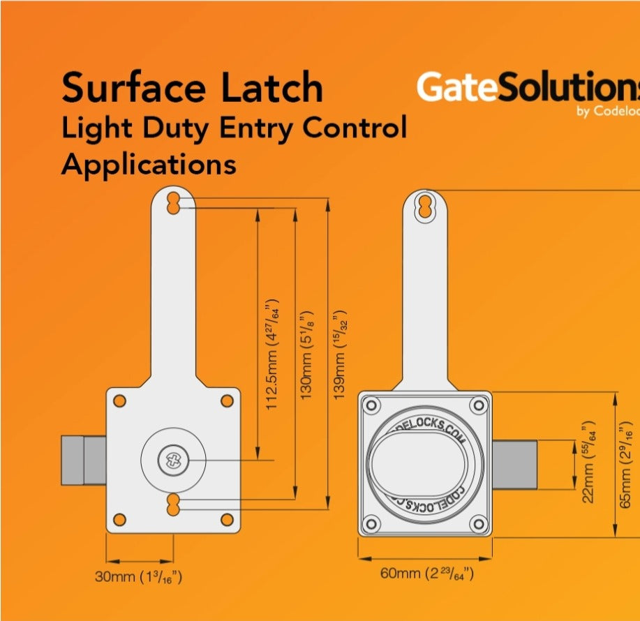 CodeLocks surface latch dimensions