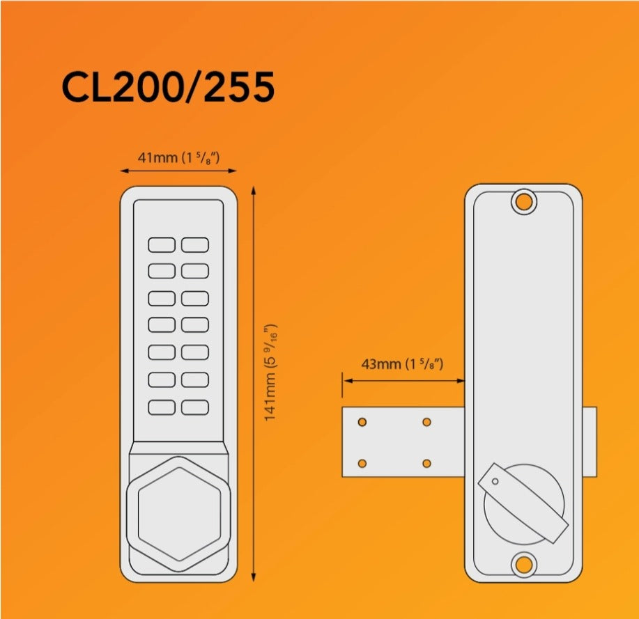 CodeLocks CL200 dimensions