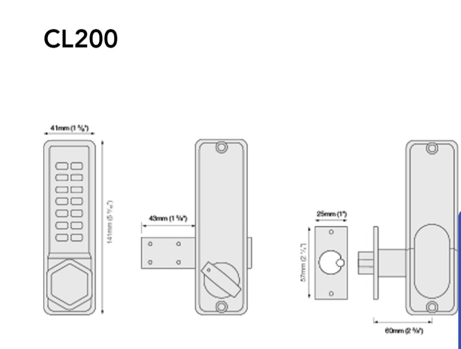 CodeLocks CL210 dimensions