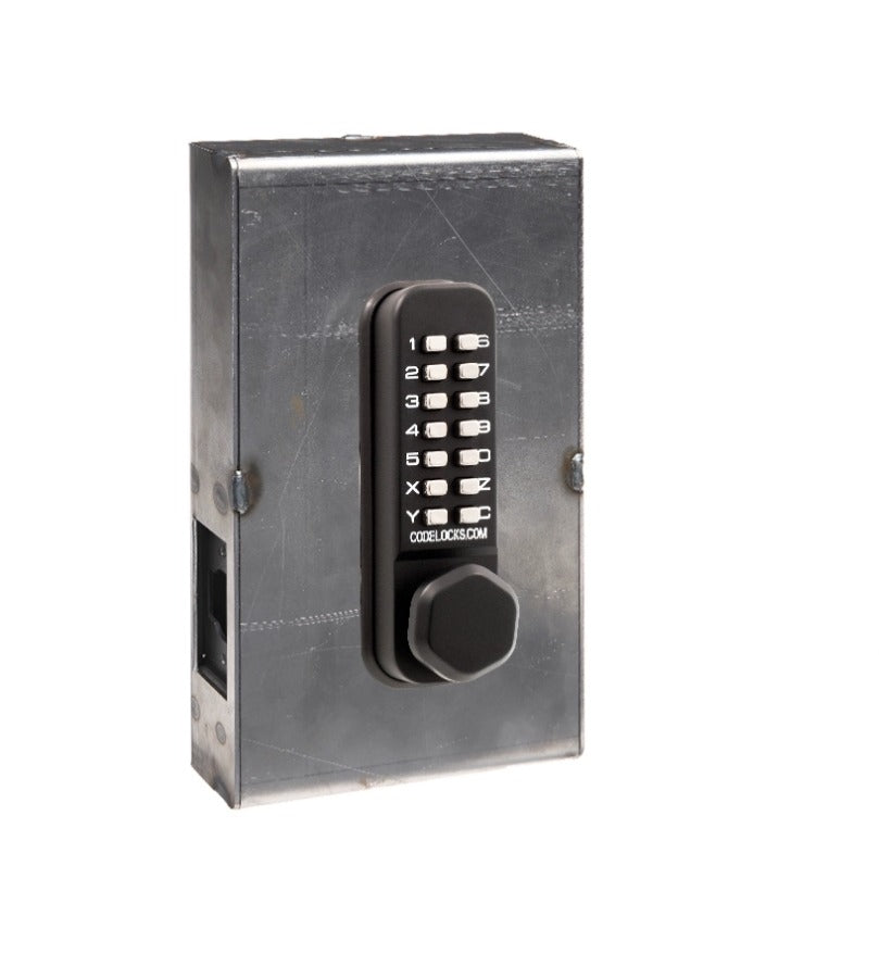 CodeLocks CL210 marine keypad lock in weldable steel gate box